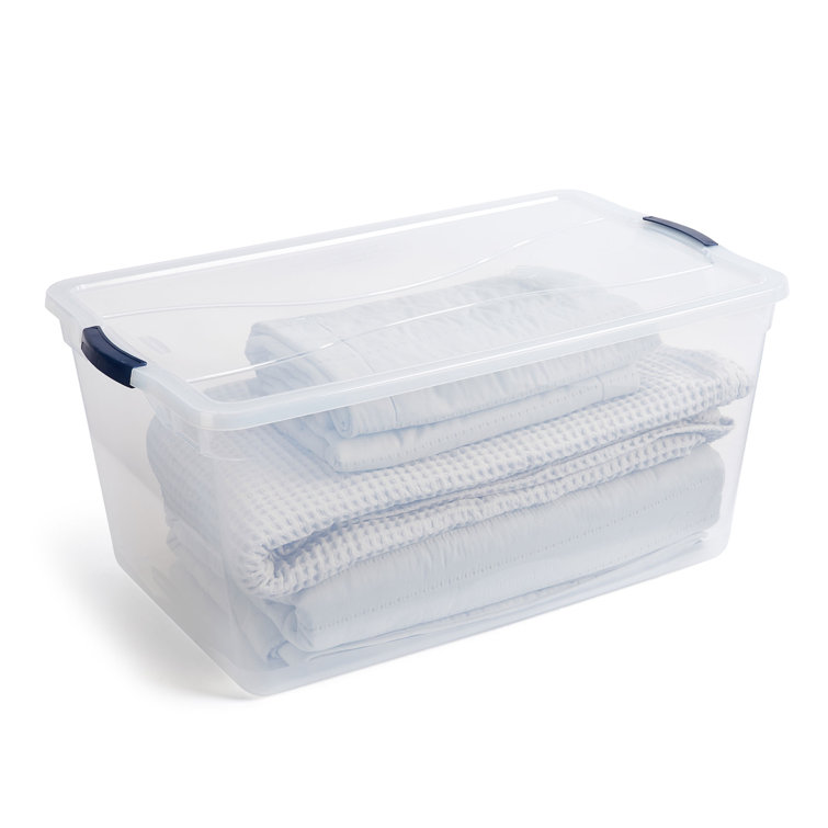 Rubbermaid clever latch hinged best sale storage box